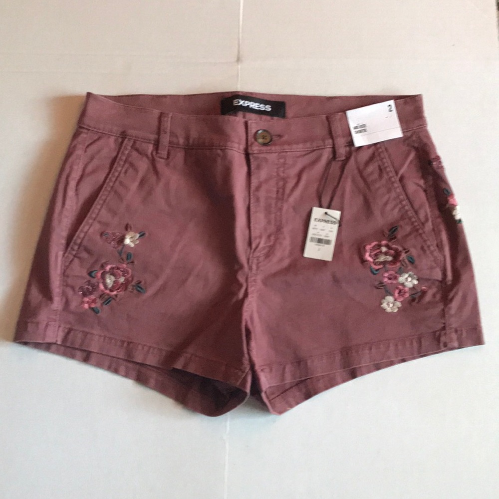 Express Embroidered Mid Rise Shorts - Picture 1 of 6